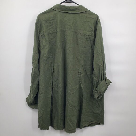 Torrid Long Sleeve Button Down Dress Women Size 2 Plus Linen Blend V Neck - Picture 6 of 11